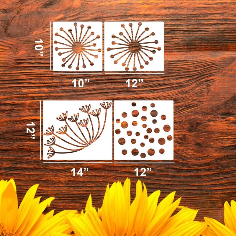 SUNVERSE Large Flower Stencils for Fence Dandelion Stencil Floral Stencils for Outside Wood Fence Walls Furniture Fabrics - Image 3